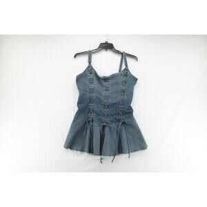 Dolls Kill Current Mood Little Corset Top Miss Attitude Denim SZ XXL Y2k Grunge